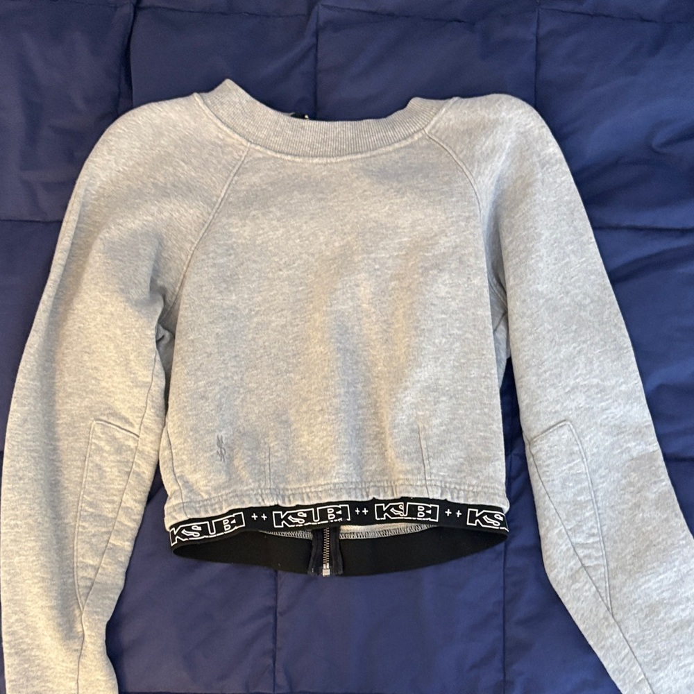 Ksubi Light Gray Zip-Up Sweatshirt with Logo Band